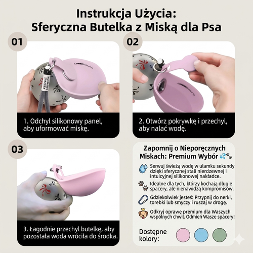 „Psi Łyk" – Butelka na Wodę Podróżna 2w1 Dla Psa